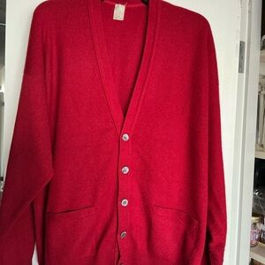 100% Cashmere. Classic Red Men's Cardigan Sweater